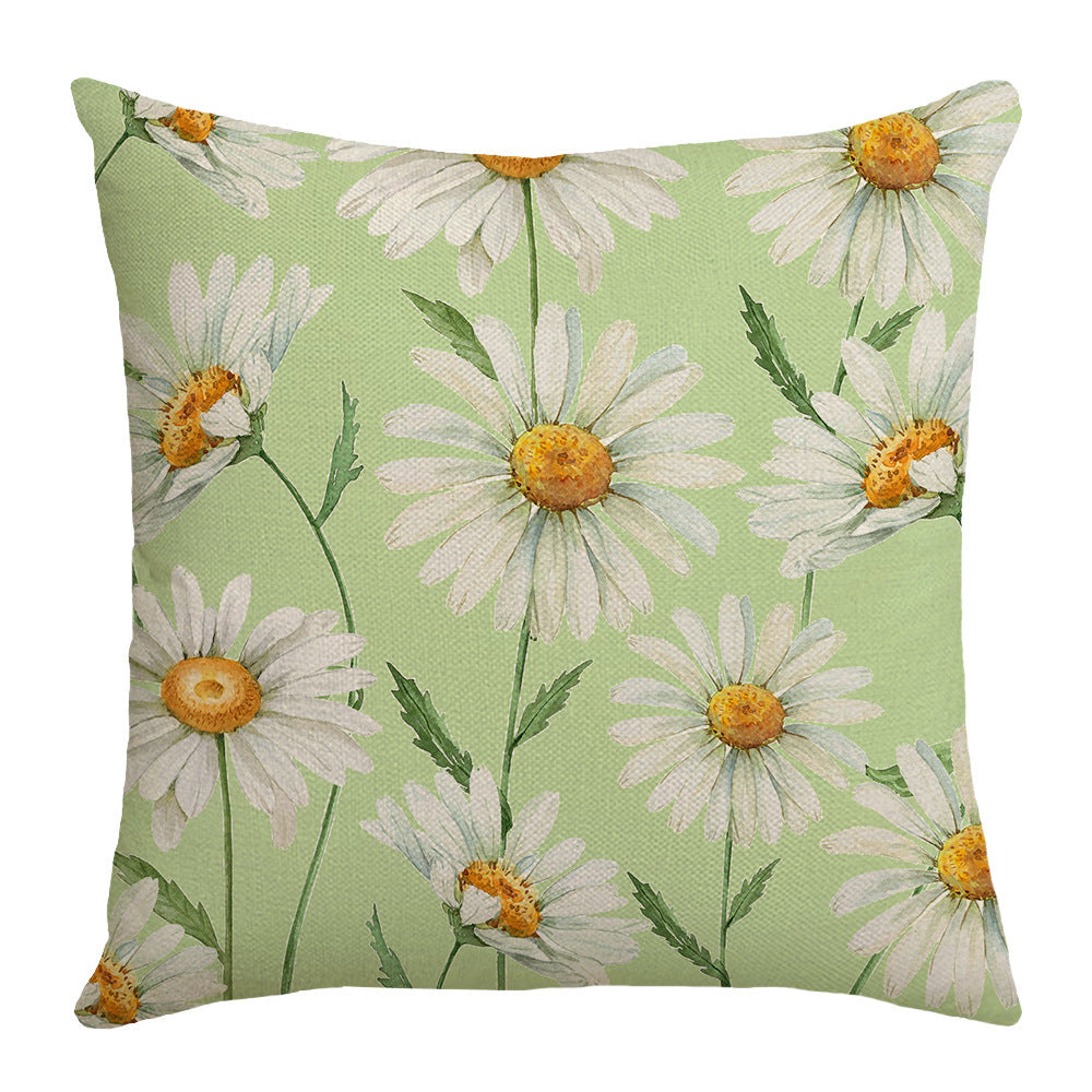 Floral Linen Throw Pillow Covers - Summer Botanical Cushion Cases (45 x 45 cm)