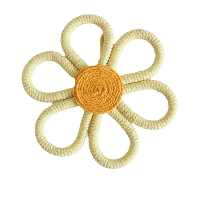 Boho Flower Wall Hanging - Wooden Rope Daisy Decoration