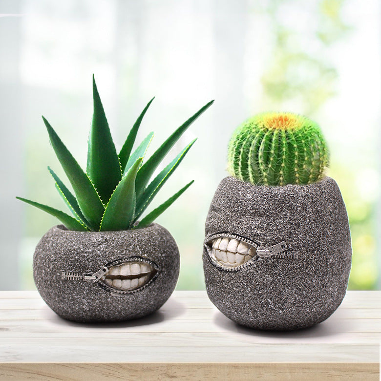 Funny Resin Tooth Flower Pots - Creative Succulent & Cactus Planters (Set of 2)