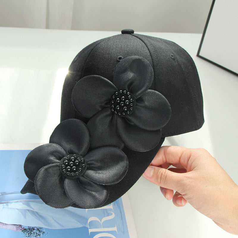 Women's Elegant 3D Flower Baseball Cap - Adjustable Cotton Hat