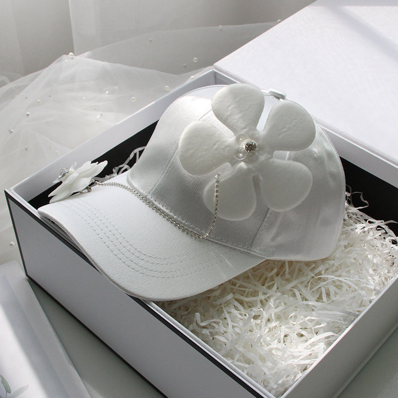 Elegant Flower Accent Baseball Cap - Women's Curved Brim Hat