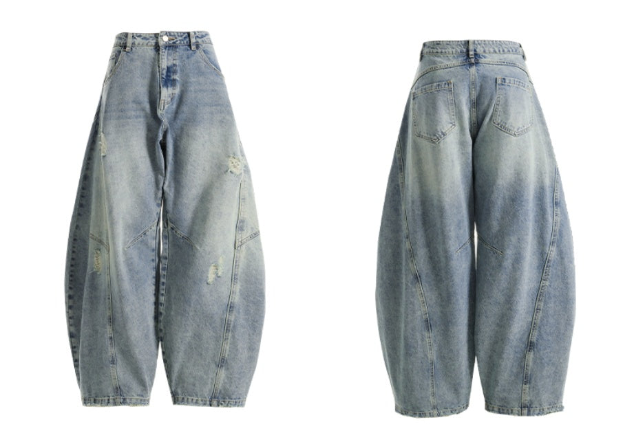 Grunge Wide Leg Baggy Jeans - Retro Streetwear Denim