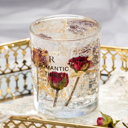 Flower Jelly Wax Candle - Aromatherapy Essential Oil with Real Floral Design