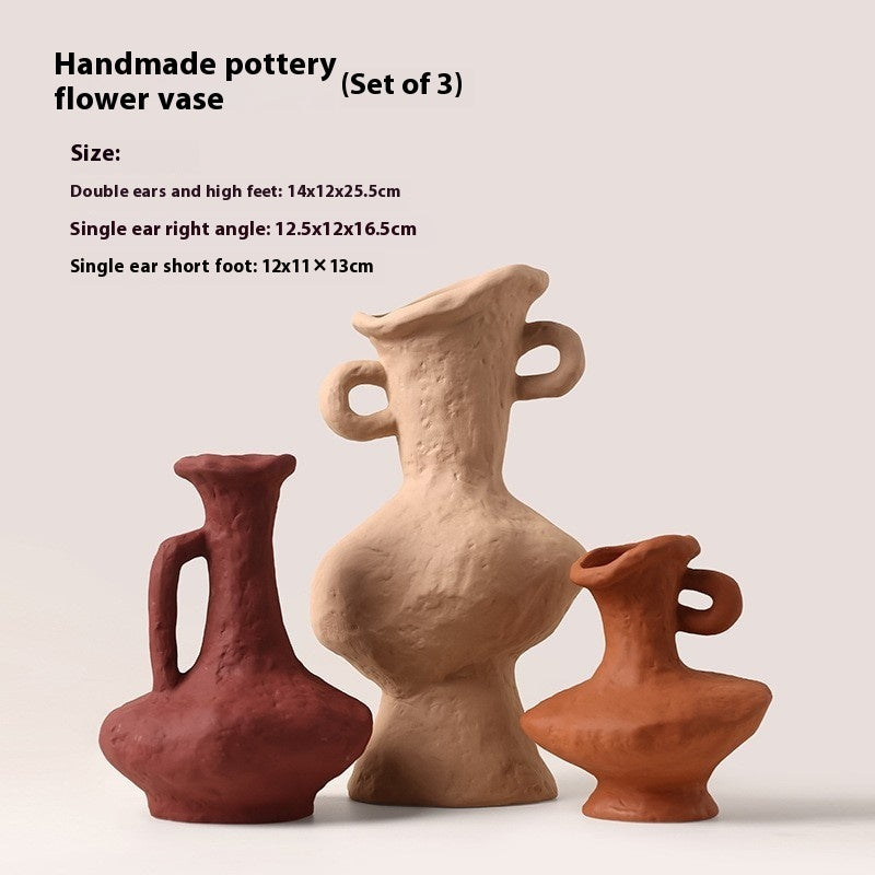 Retro Ceramic Pottery Vases - Rustic Flower Arrangement Table Decor