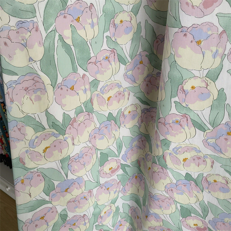 Floral & Fruit Print Cotton Twill Fabric - 100% Cotton, 148 cm Width (10m Roll)