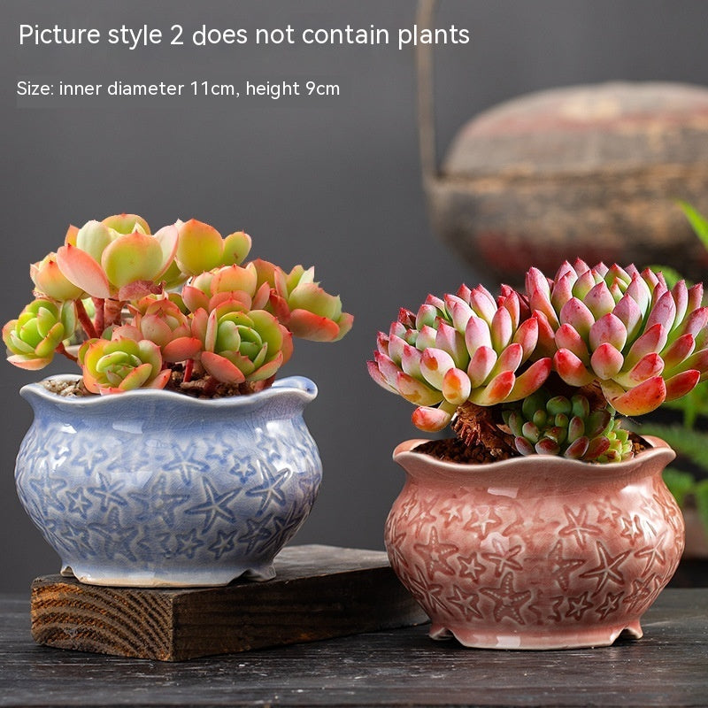 Rustic Ceramic Succulent Planter Pots - Large Flower Pots for Indoor & Outdoor Decor