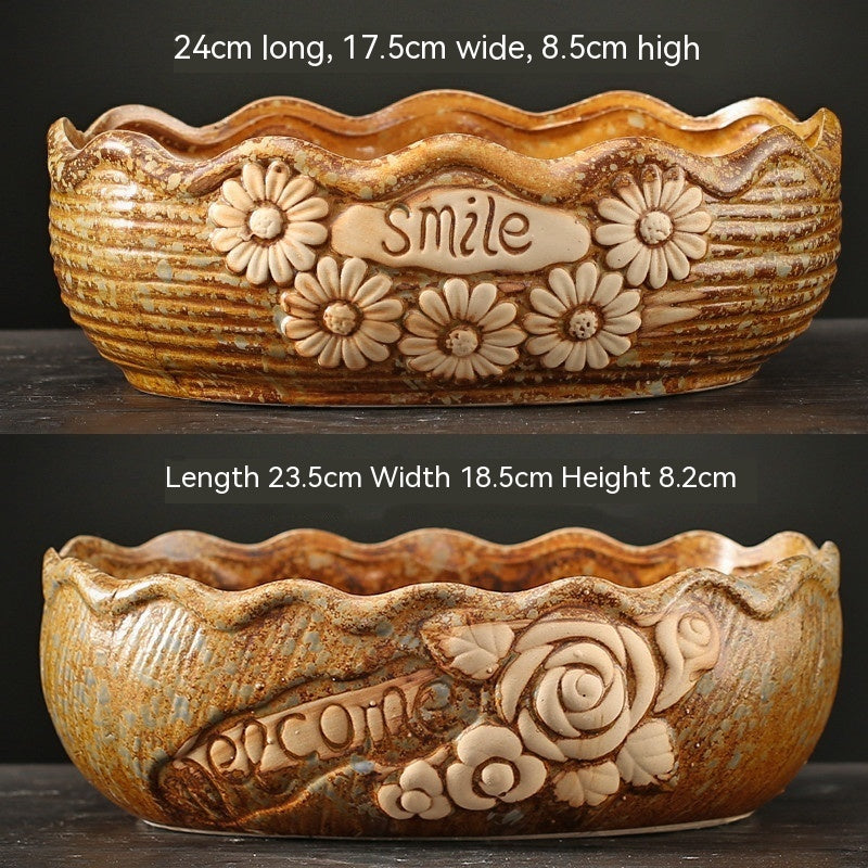 Rustic Ceramic Succulent Planter Pots - Large Flower Pots for Indoor & Outdoor Decor