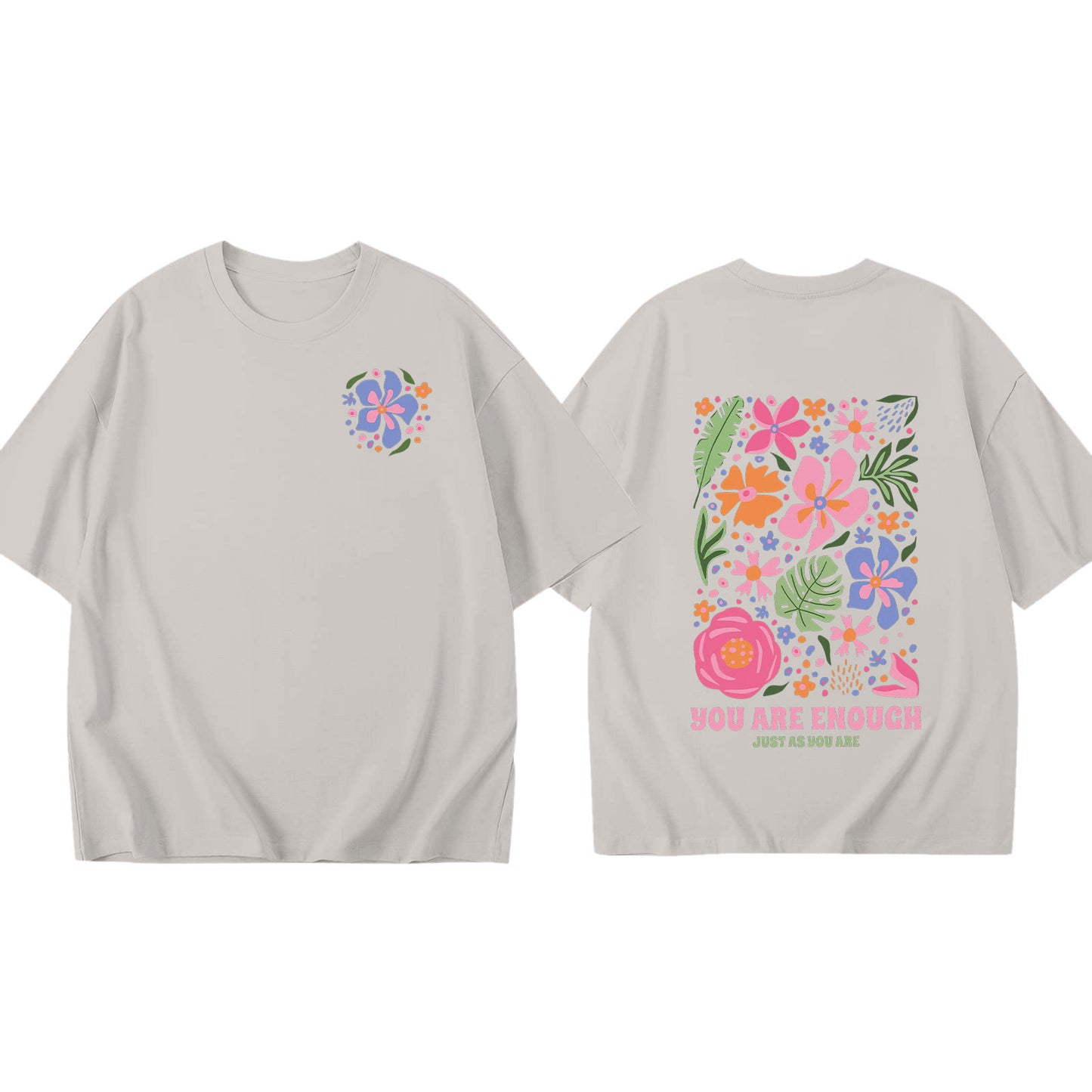 "You Are Enough" Oversized Floral Graphic Tee