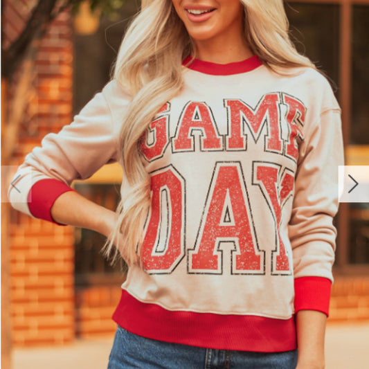 Game Day Oversized Sweatshirt - Casual Cozy Football Season Pullover