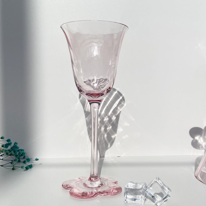 Pink Crystal Flower Base Wine & Cocktail Glass