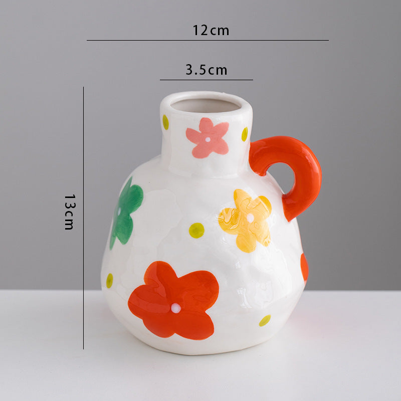 Colorful Ceramic Flower Vase - Boho Desktop & Living Room Decor