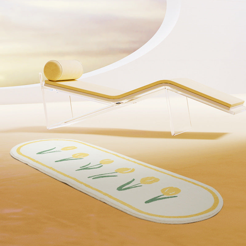 Floral Oval Rug - Soft Polyester Carpet for Bedroom, Hallway, or Bedside Accent