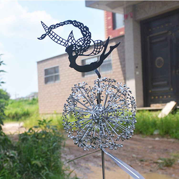 Metal Fairy Garden Sculpture - Dancing Elves with Dandelions