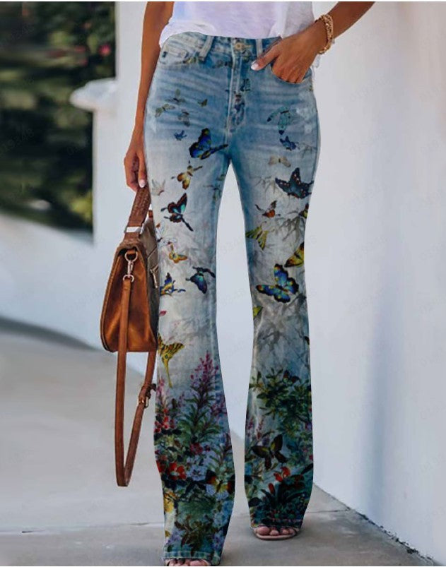 Boho Floral Print Wide-Leg Trousers - Retro High Street Style (S-5XL)