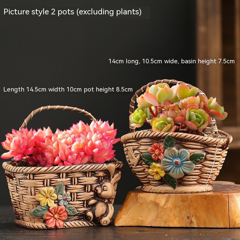Rustic Ceramic Succulent Planter Pots - Large Flower Pots for Indoor & Outdoor Decor