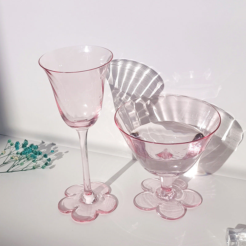 Pink Crystal Flower Base Wine & Cocktail Glass