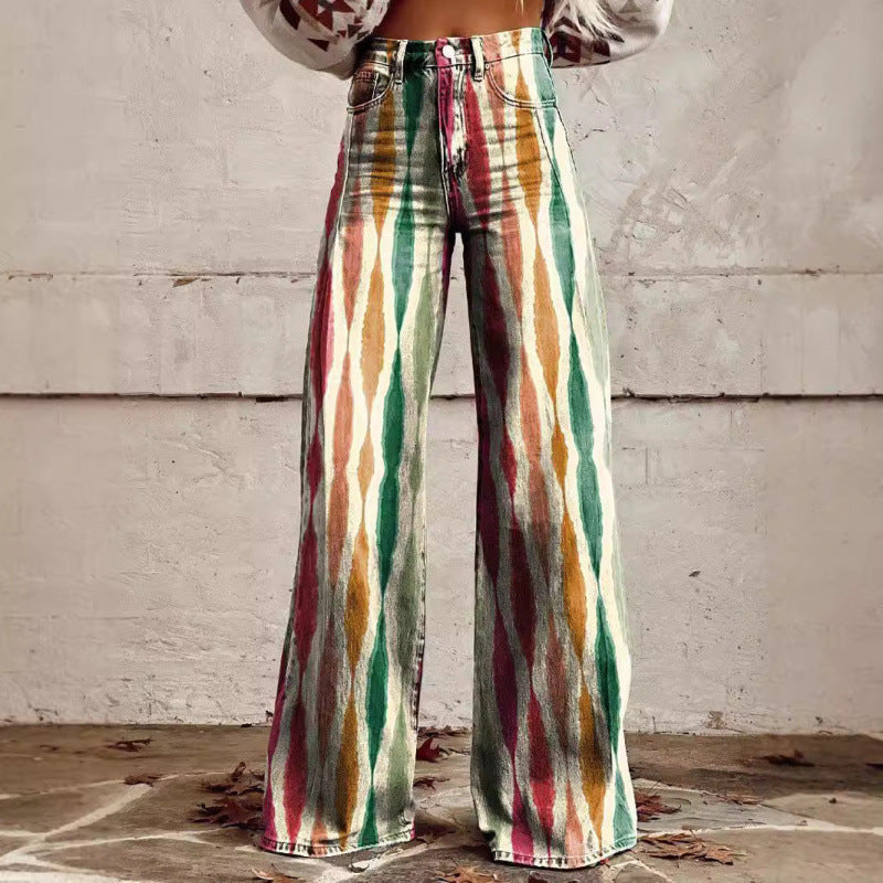 Retro Boho Wide Leg Pants - Festival Floral Streetwear