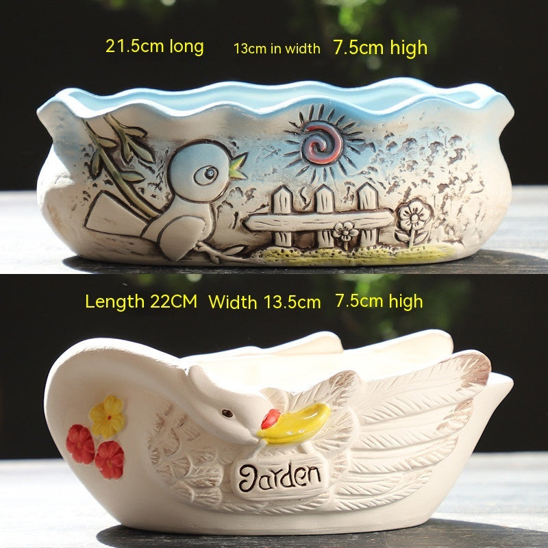 Rustic Ceramic Succulent Planter Pots - Large Flower Pots for Indoor & Outdoor Decor