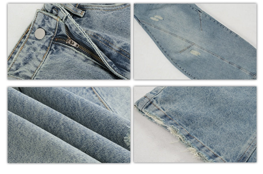 Grunge Wide Leg Baggy Jeans - Retro Streetwear Denim