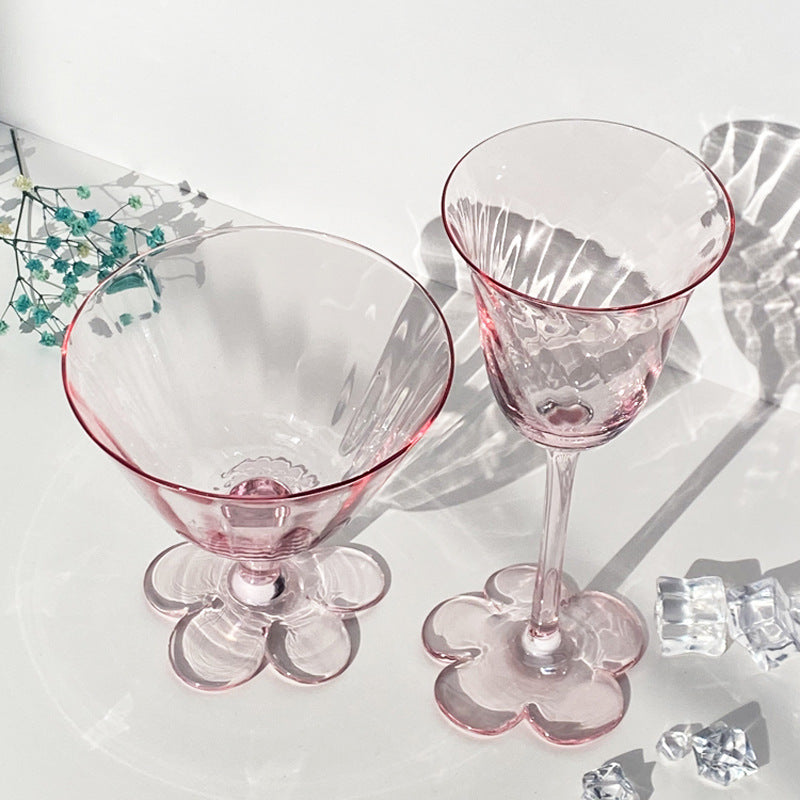 Pink Crystal Flower Base Wine & Cocktail Glass