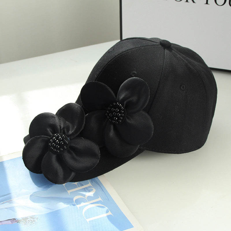 Women's Elegant 3D Flower Baseball Cap - Adjustable Cotton Hat