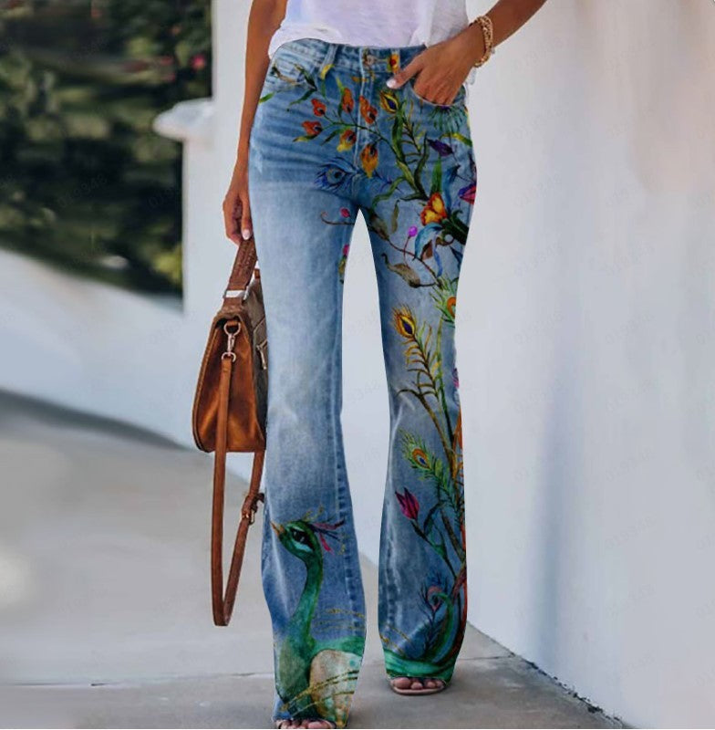 Boho Floral Print Wide-Leg Trousers - Retro High Street Style (S-5XL)
