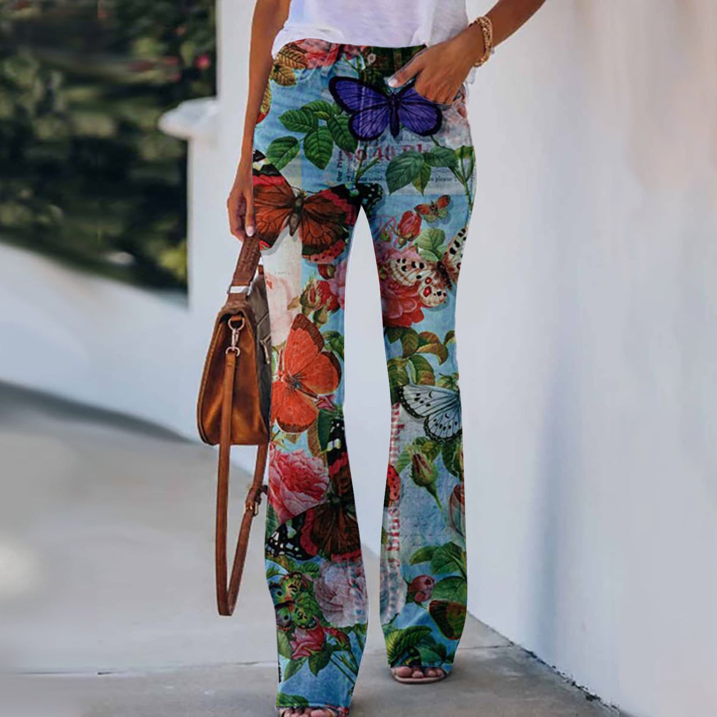 Boho Floral Print Wide-Leg Trousers - Retro High Street Style (S-5XL)