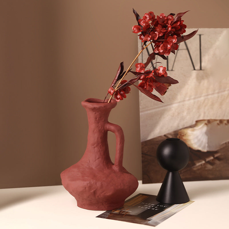 Retro Ceramic Pottery Vases - Rustic Flower Arrangement Table Decor