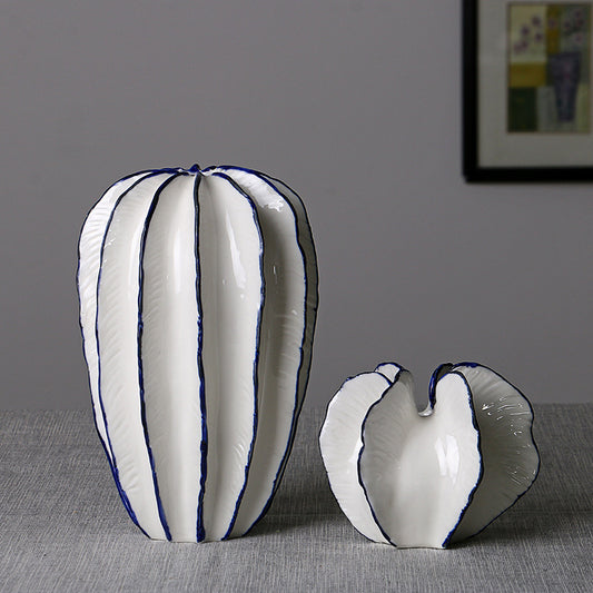 Modern White Ceramic Sculptural Vase - Small & Large Sizes